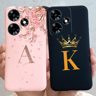 เคสซิลิโคนนิ่ม เนื้อแมตต์ ลายดอกไม้ ตัวอักษร สําหรับ Infinix Hot 30 X6831 Infinix Hot30 4G 2023 6.78 นิ้ว