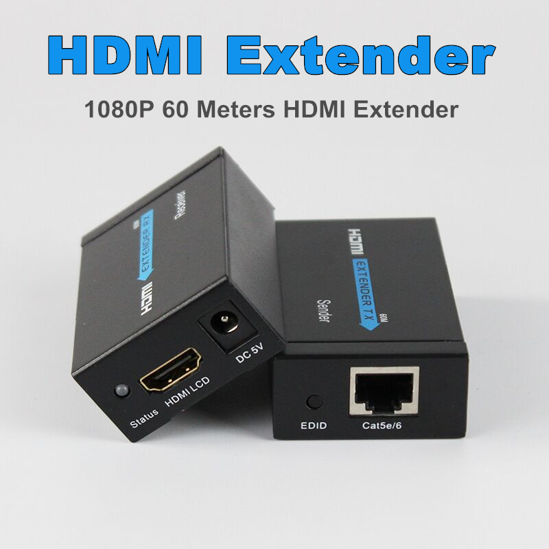 Extender HDMI RJ45 1080P 60 เมตร HDMI Extender Audio Kit Over Ethernet Cat6/5e สําหรับ PS4 Apple TV 