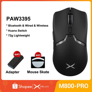 Delux M800 PRO PAW3395 เมาส์เกมมิ่งไร้สาย น้ําหนักเบา 72 กรัม สําหรับ PC Gaming