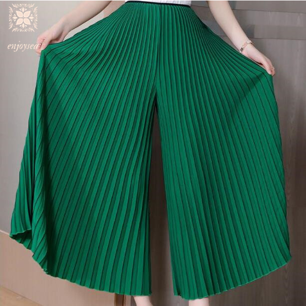 [enjoysea]Issey Miyake Loose Women Pants Plus Size M-5XL Super elastic mid rise straight cropped Pants