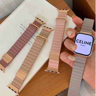 สายนาฬิกาข้อมือหนัง แม่เหล็ก Magnetic Leather Watchband สําหรับ Watch Strap Series 8 สายแอปเปิ้ลวอช 7 6 5 4 3 2 1 SE SE2 Ultra Strap Size 49 มม. 41 มม. 45 มม. 38 มม. 40 มม. 42 มม. 44 มม. สายแอปเปิ้ลวอช 8