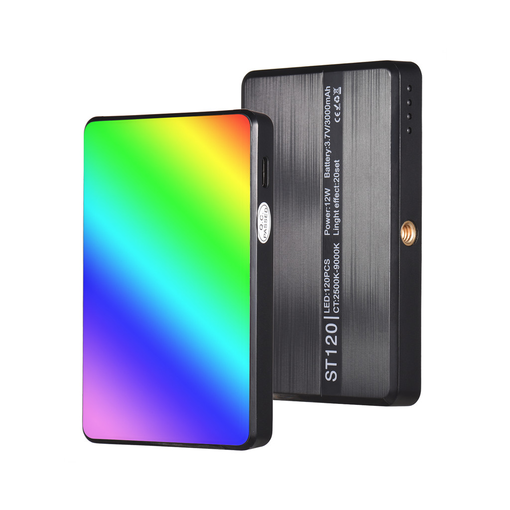 Andoer ST120 ไฟเติมแสงวิดีโอ LED 2500K-9000K CRI95+ หรี่แสงได้ สองสี พร้อมตัวกรองซิลิคอน 6 ชิ้น