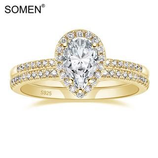 Somen แหวนหมั้นแต่งงาน เงินแท้ 925 ประดับเพทาย 1.5CT ไซซ์ 3-11 สําหรับผู้หญิง