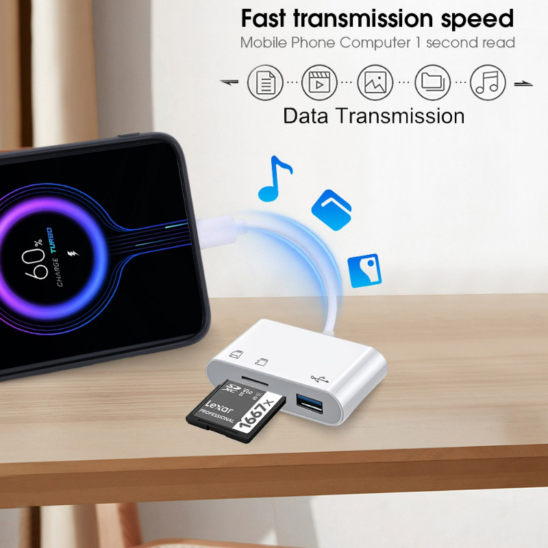 จัดส่งรวดเร็ว3IN1 Usb Micro SD/TF Card Reader Type C/Micro USB To SD Card Reader OTG U Disk Reader อะแดปเตอร์ HUB