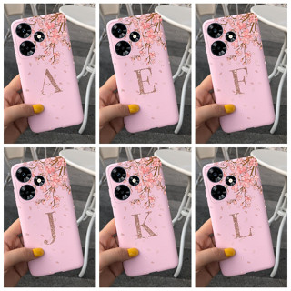 เคสโทรศัพท์มือถือ ซิลิโคนนุ่ม TPU ลายตัวอักษร Sakura Initial สีชมพู สําหรับ Infinix Hot 30 4G Hot30 Play NFC X6835B X6835 X6831 2023