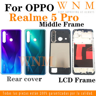 ฝาครอบแบตเตอรี่หน้าจอ LCD กรอบกลาง กรอบกล้อง ด้านหลัง และปุ่ม สําหรับ Oppo Realme 5 Pro 5pro