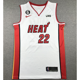 เสื้อกีฬาบาสเก็ตบอล ปักลาย NBA Miami Heat 22 Jimmy Butler สีขาว สําหรับผู้ชาย 2023