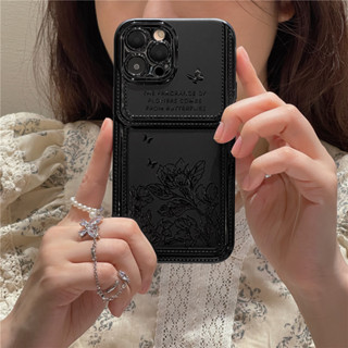 [เคสซิลิโคน ลายดอกไม้ ผีเสื้อ กันกระแทก] สําหรับ iPhone14pro 13 12 pro max 11