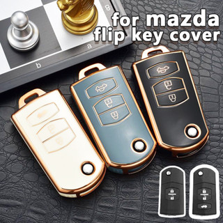 เคสกุญแจรีโมทรถยนต์ ซิลิโคน tpu แบบพับได้ สําหรับ Mazda folds 2 3 ปุ่ม