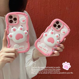 ใหม่ เคสโทรศัพท์มือถือ ซิลิโคนนิ่ม ลายการ์ตูนอุ้งเท้าแมว สีชมพู รวมทุกอย่าง สําหรับ iPhone14 13 12 11 Pro MAX