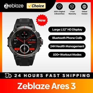 Zeblaze Ares 3 สมาร์ทวอทช์ หน้าจอ IPS 1.52 นิ้ว 100+ โหมดกีฬา 24H ขนาดใหญ่ ตรวจสอบสุขภาพ