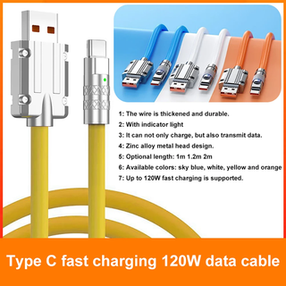 Ankndo สายชาร์จ Type C 120W อลูมิเนียมอัลลอยด์ 6A USB Type-C สําหรับโทรศัพท์ Android