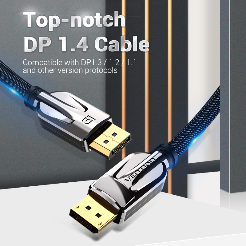 Vention Displayport สายเคเบิ้ล DP 1.4 ไนลอนถัก ตัวผู้ เป็น ตัวผู้ 4K 144Hz 8K สําหรับแล็ปท็อป PC TV เกมมิ่ง