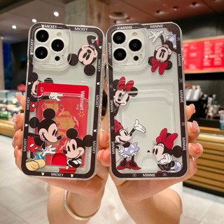 เคสโทรศัพท์มือถือ ลายการ์ตูนมิกกี้ มินนี่เมาส์ พร้อมช่องใส่บัตร สําหรับ Samsung A10 A02 A10S A20S A21S A31 A51 A71 A11 A32 A12 A52S 5G A72 A32 A22