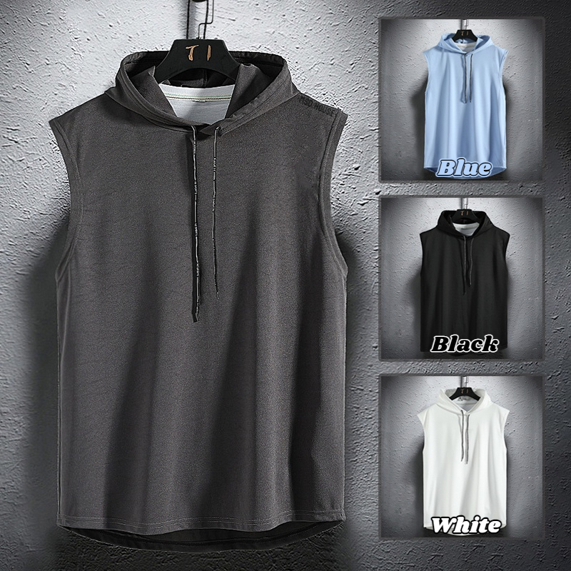 COD เสื้อกั๊กผู้ชาย สไตล์กีฬา สีดํา ทรงหลวม แฟชั่นเกาหลี ขนาด M-3XL