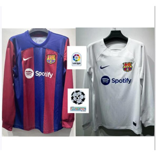 เสื้อกีฬาแขนยาว ลายทีมชาติฟุตบอล Barcelona 23 24 ชุดเหย้า สําหรับผู้ชาย ไซซ์ S - 2XL|พร้อมส่ง