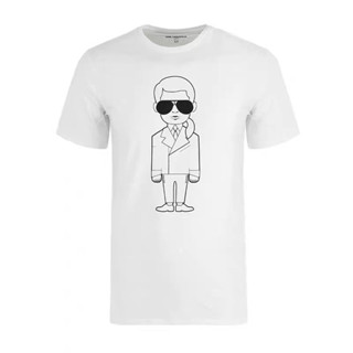 เสื้อยืดแขนสั้น พิมพ์ลายตัวอักษร Karl Lagerfeld แฟชั่นฤดูร้อน สําหรับผู้ชาย