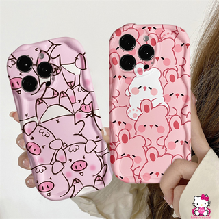 เคสโทรศัพท์มือถือแบบนิ่ม ขอบโค้ง ลายการ์ตูนหมู กระต่ายน่ารัก 3D สีวาว สําหรับ Samsung A12 A02s A14 A23 A52 A24 A32 A13 A04s A20s A11 A20 A10s A51 A21s A30 A04 A03 A03s A30s A50