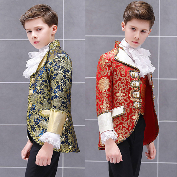 4PCS เด็กเด็กผู้ชายสุภาพบุรุษ Retro Court European Court เครื่องแบบ Tuxedo Blazer กางเกงเสื้อคลุมชุดแต่งงานงานแต่งงานงานแต่งงาน