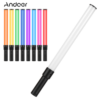 Andoer หลอดไฟ RGB D2 2500K 5500K 8500K หรี่แสงได้ 7 สี แบตเตอรี่ในตัว สําหรับ Vlog ไลฟ์สตรีม ถ่ายทอดสด ถ่ายสินค้า ถ่ายภาพบุคคล