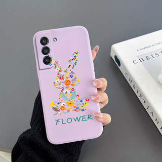 เคสโทรศัพท์มือถือ Tpu ขอบตรง ลายกระต่าย สําหรับ Samsung S21 S21 fe S21 Plus S21 Ultra S22 S22 Ultra