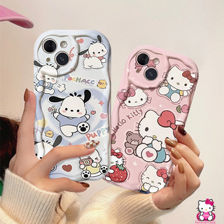 เคสโทรศัพท์มือถือ ขอบโค้ง ลายการ์ตูน Hello Kitty Pochacc 3D สําหรับ Oppo A17 A17k A54 A96 A5 A57 A77 A76 A7 A16K A92 A15 A77s A95 A31 A16s A12 A55 A54s A74 A16 A5s A1k A9 A53 A3s A52 A16E