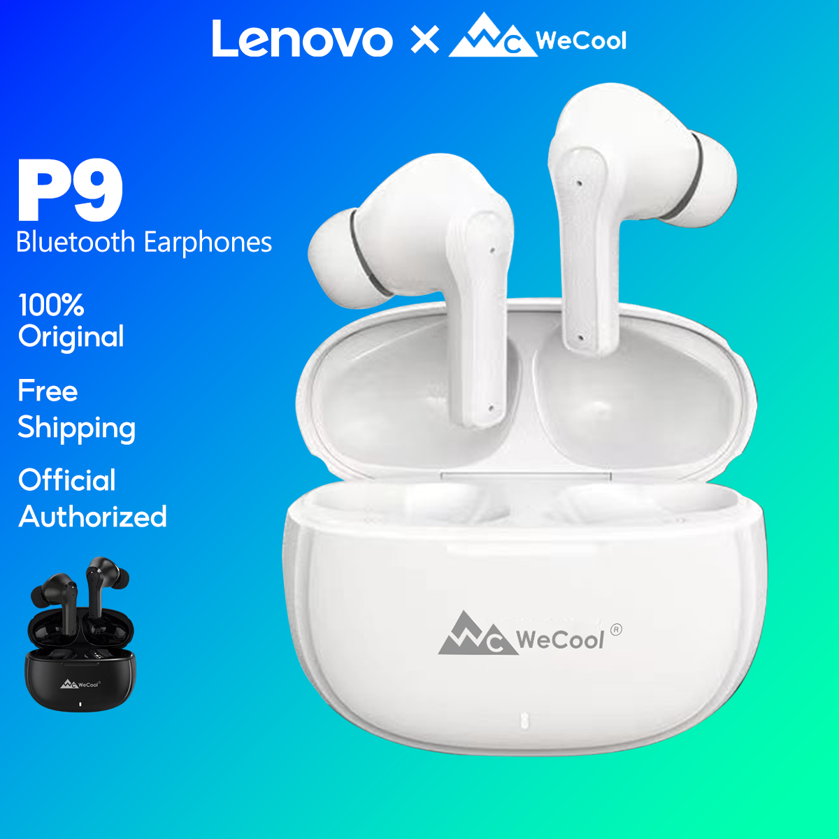 Wecool P9 True Wireless Bluetooth 5.2 หูฟัง TWS ENC ลดเสียงรบกวนพร ้ อมเพลง HD และการโทร IPX5 หูฟังแฮนด ์ ฟรีชุดหูฟังพร ้ อมไมโครโฟนหูฟังเสียงเดิม