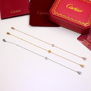 Ca&amp;rt-ier สร้อยข้อมือ เหล็กไทเทเนียม ประดับเพชร สีโรสโกลด์ เครื่องประดับแฟชั่น