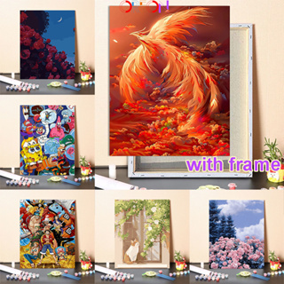 【40*50 ซม มีเฟรม】ระบายสีตามตัวเลข DIY/มือวาด/ภาพวาดสีน้ำมัน/ทิวลิปพระอาทิตย์ขึ้นภูมิทัศน์/การรักษาภาพวาดตกแต่งของขวัญด้วยมือ