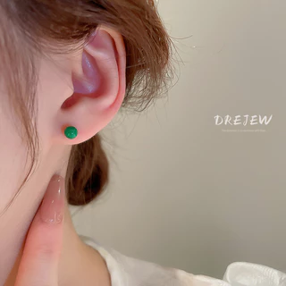 DREJEW 6 pcs เข็มเงินมาการองสีหยดน้ํามันถั่วต่างหูหกชิ้นชุดแฟชั่นที่เรียบง่ายทุกการแต่งกายต่างหูต่างหู