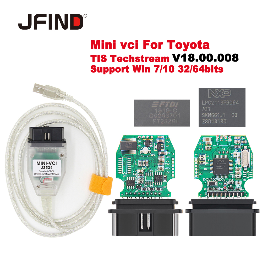 Mini VCI สายเคเบิลวินิจฉัยรถยนต์ สําหรับ Toyota TIS Techstream V18.00.008 minivci FTDI J2534 OBD OBD
