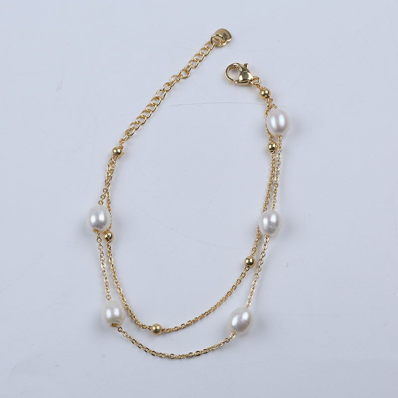 สร้อยข้อมือมุกน้ําจืดธรรมชาติ แฮนด์เมด - รูปที่ 2