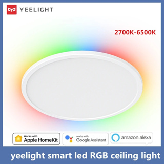 Yeelight โคมไฟเพดานอัจฉริยะ Led RGB Wifi 24W หรี่แสงได้ 2700K-6500K บางพิเศษ ควบคุมด้วยเสียง ทํางานร่วมกับ APP Homekit Mi home