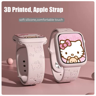 สายนาฬิกาข้อมือซิลิโคน 3D Printed แบบเปลี่ยน สําหรับ สาย apple watch Strap Series 8 สายแอปเปิ้ลวอช 7 SE 6 5 4 3 2 1 สายนาฬิกา applewatch Ultra 49 มม. ไซซ์ 41 มม. 45 มม. 38 มม. 40 มม. 42 มม. 44 มม. 49 มม. สายแอปเปิ้ลวอช 8