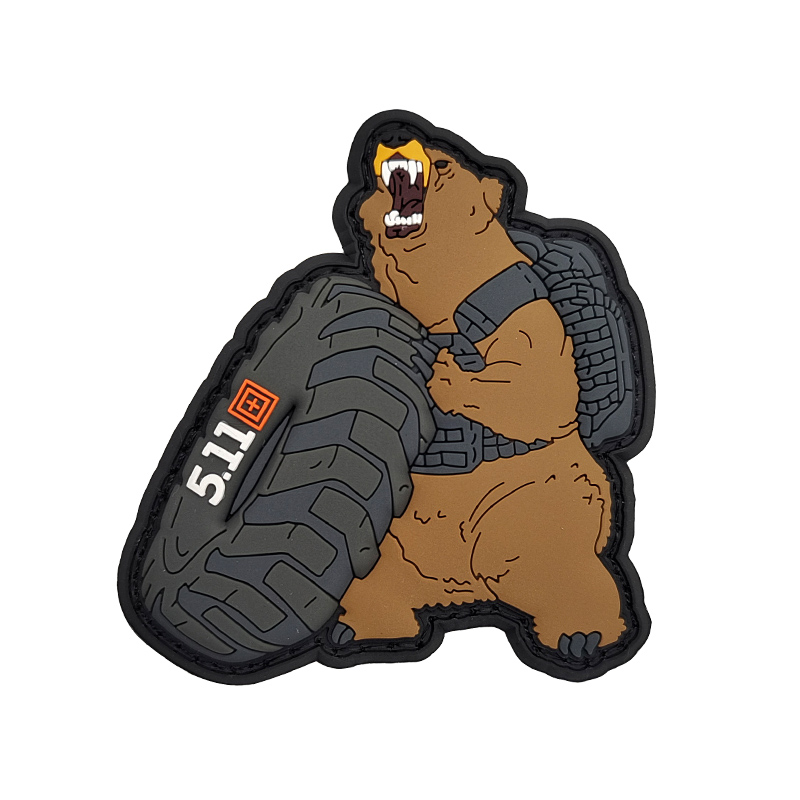 ยาง PVC 3D ฟิตเนสกลางแจ้งยุทธวิธีหมี Push ยาง Morale Badge Fasteners