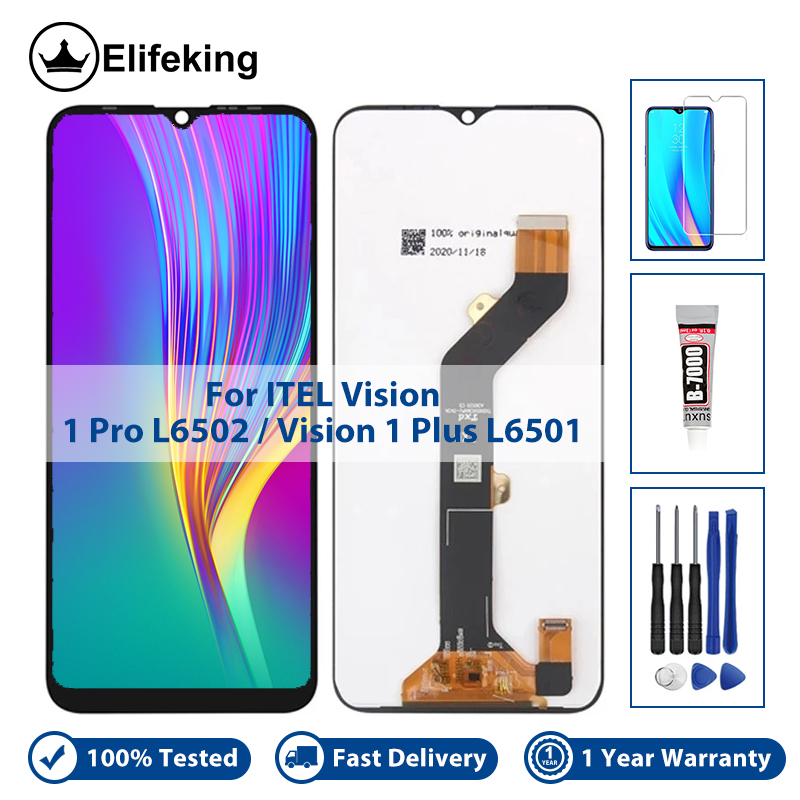อะไหล่หน้าจอสัมผัส LCD 100% แบบเปลี่ยน สําหรับ ITEL Vision 1 Pro L6502 Vision 1 Plus L6501