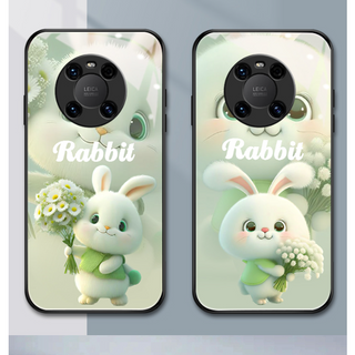 Dmy เคสกระจกนิรภัย ลายกระต่ายน่ารัก สําหรับ huawei mate 40 50 pro 30 20X 20 pro 10 P10 plus P20 P30 lite nova 4e P40 P50 pro