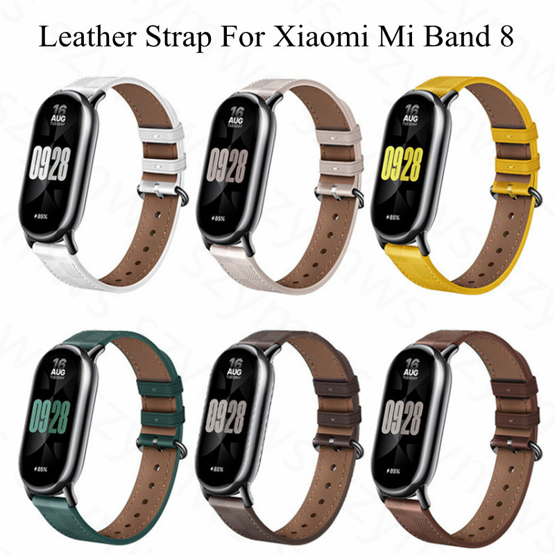 แฟชั่นสายหนังสําหรับ Xiaomi Mi Band 9/8 NFC หนังสายรัดข้อมือสร้อยข้อมือสําหรับ Xiaomi สมาร์ทวอท์ช Mi