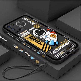 เคส Redmi Note 12S เคส POCO M5S POCO M5 4G POCO C40 POCO C31 POCO X5 POCO X5 Pro POCO F5 นักบินอวกาศนั่งจรวดกับ Lanyard กรณีโทรศัพท์ซิลิโคนป้องกันการตก