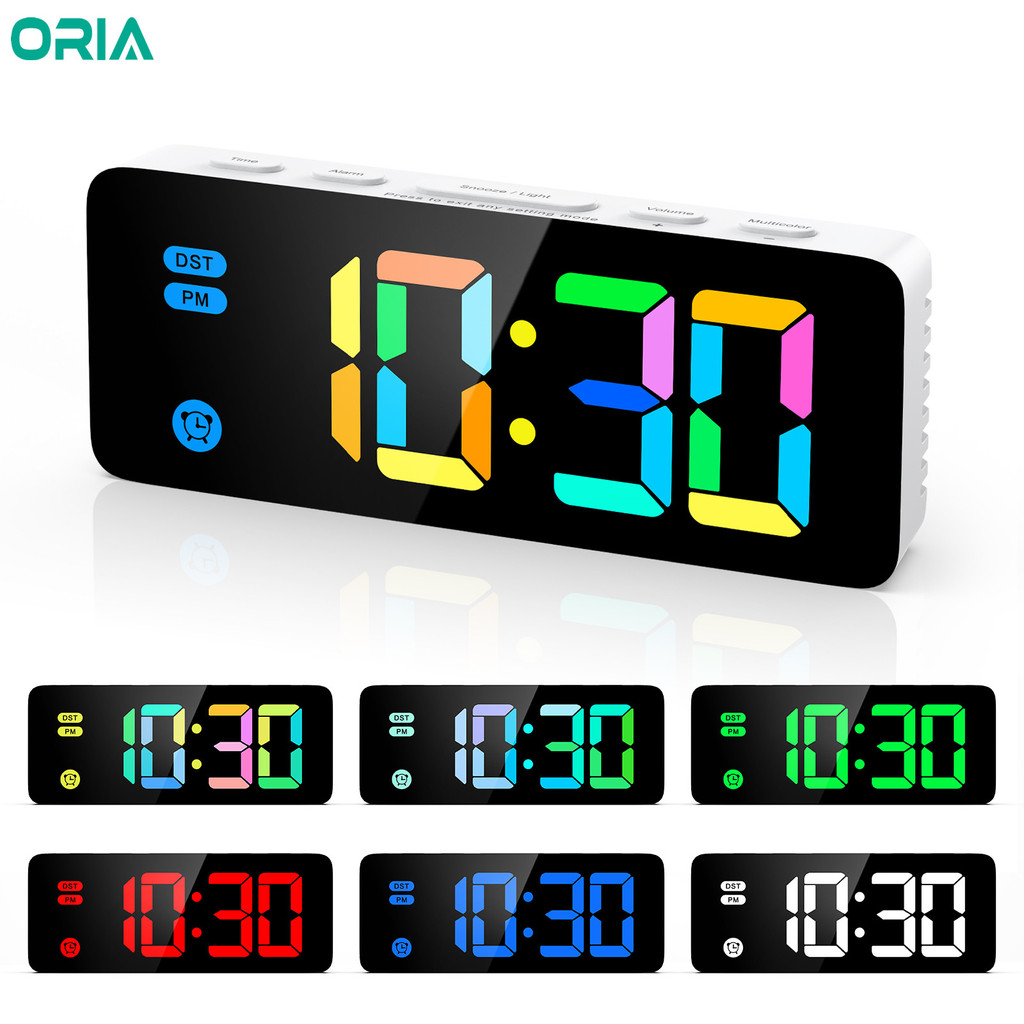 นาฬิกาปลุกดิจิตอลแบบขับเคลื่อนด้วยแบตเตอรี่ ORIA USB/พร้อมฟังก์ชั่นเลื่อนแบ็คไลท์หรี่แสงได้ 4 ฟังก์ชั่นสําหรับการนอนหลับที่หนักแน่นสําหรับเด็ก