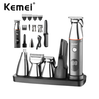 Kemei ปัตตาเลี่ยนตัดผม เครา จมูก และหู มีดโกนหนวดไฟฟ้า อเนกประสงค์ 5 In 1 สําหรับผู้ชาย