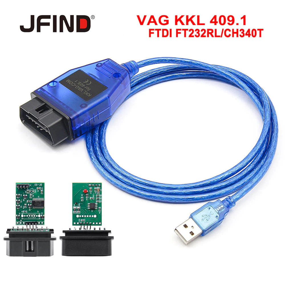 【สินค้าในสต็อกท้องถิ่น】VAG 409.1 KKL พร้อม FTDI FT232RL & CH340T สำหรับ VAG 409 OBD OBD2 สายอินเทอร์เฟซการตรวจสอบรถยนต์สำหรับ VW & Audi & Skoda & Seat ชุดเครื่องมือสแกน
