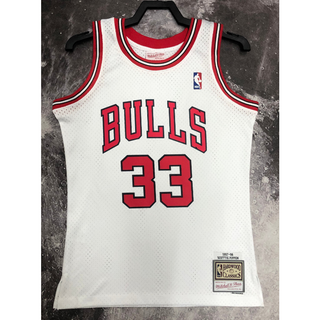 hot pressed nba Chicago Bulls No.33 Pippen retro white basketball jersey