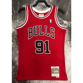 hot pressed nba Chicago Bulls No.  91 Rodman retro red basketball jersey