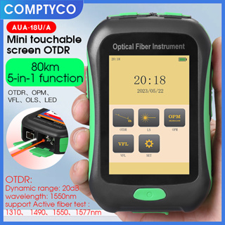 Comptyco AUA-18A APC เครื่องวัดสายไฟเบอร์ออปติคอล OTDR 5-in-1 ฟังก์ชั่น 80 กม. 1550nm OLS VFL OPM LED