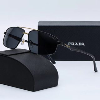 Pradas ใหม่ แว่นตากันแดดแฟชั่น เลนส์โพลาไรซ์ ทรงสี่เหลี่ยม โลหะ สไตล์คลาสสิก สําหรับผู้ชาย เหมาะกับการตกปลา ขับรถ