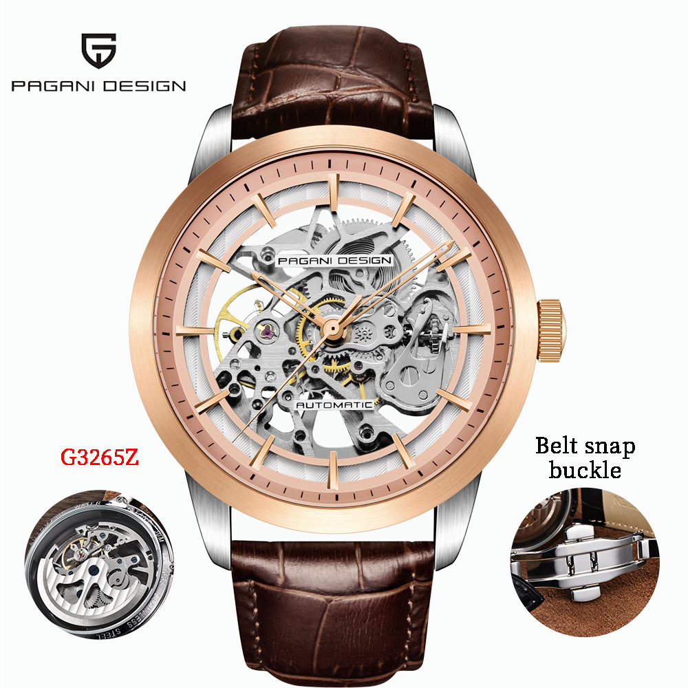 Pagani DESIGN G3265Z นาฬิกาข้อมืออัตโนมัติ สายหนัง กันน้ํา สําหรับผู้ชาย PD-1638