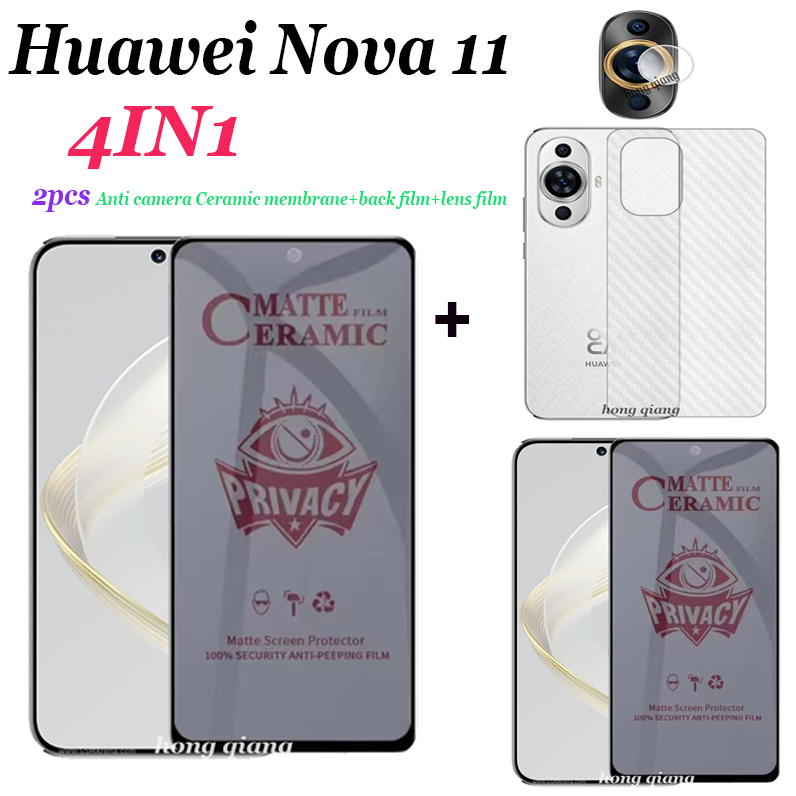 (4 In 1) ฟิล์มเซรามิค กันรอยหน้าจอ กันแอบมอง กันรอยหน้าจอ พรีเมียร์ สําหรับ Huawei Nova 11 Nova 11i Nova10 se Nova 9SE Huawei Nova 7SE Nova 8i 2 ชิ้น