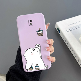 เคสโทรศัพท์มือถือ Tpu แบบนิ่ม ลายการ์ตูนหมีชานม พร้อมสายคล้อง สําหรับ Samsung J2prime G530 J4plus J4prime J6prime J6plus J7prime J7J7 2017 j730