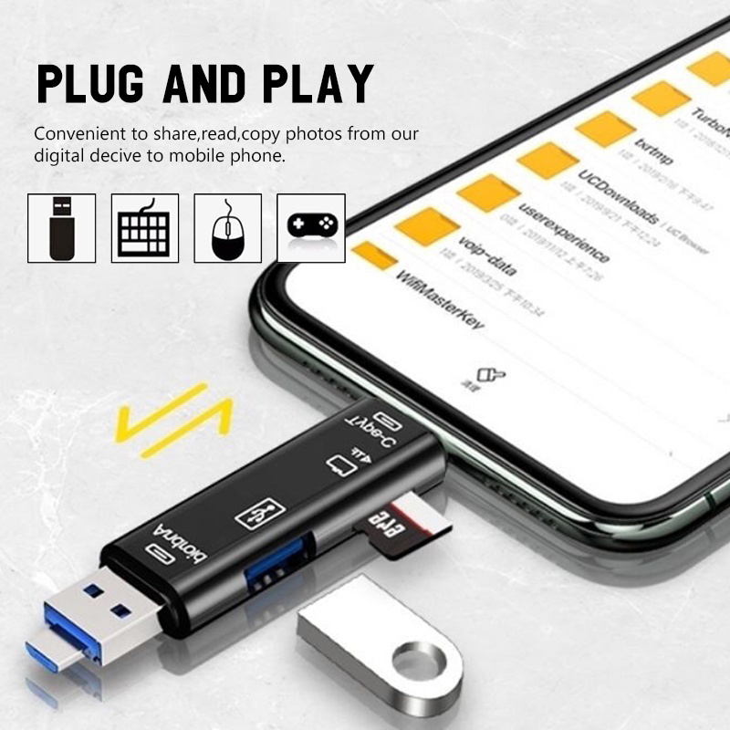 Fast Ship5 In 1 USB C 3.0 เครื่องอ่านการ์ด Type C อะแดปเตอร์ Micro USB OTG SD TF อะแดปเตอร์เครื่องอ่านการ์ดหน่วยความจํา - รูปที่ 5